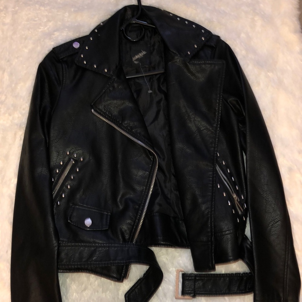 Black Leather Jacket with studs